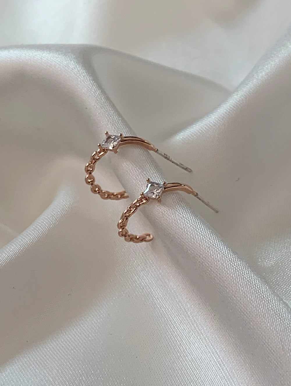 Chain Crystal Hoops
