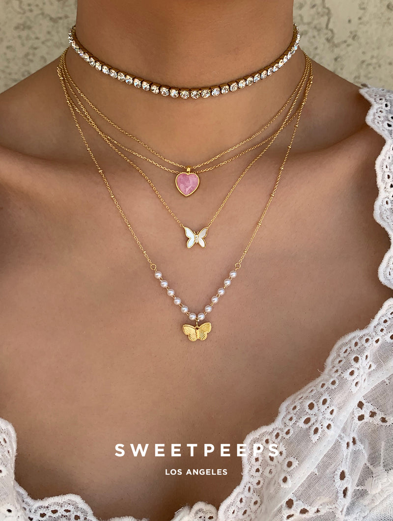 Double Layered Butterfly Necklace (PEL)