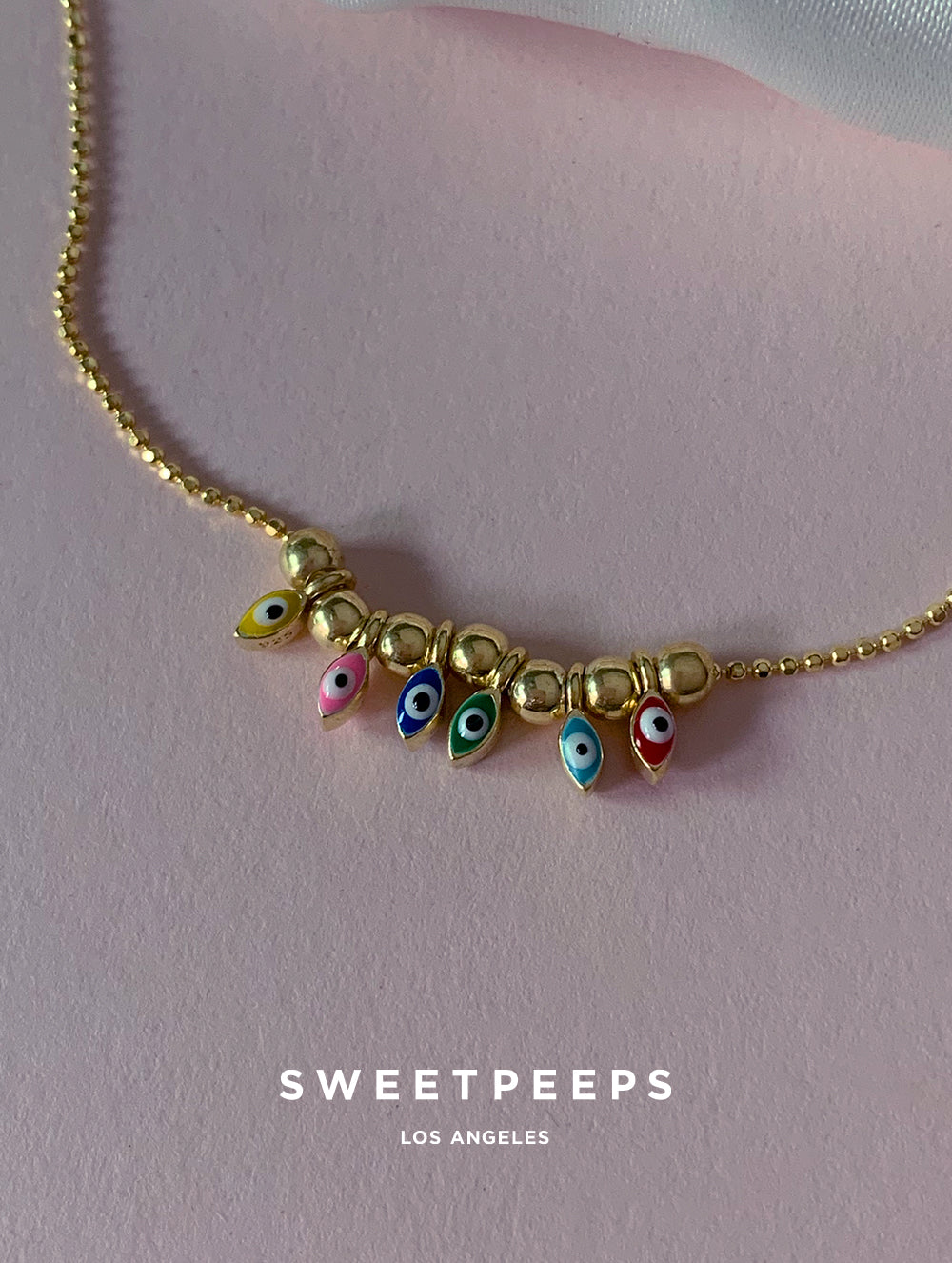 Rainbow Tiny Evil Eye Necklace