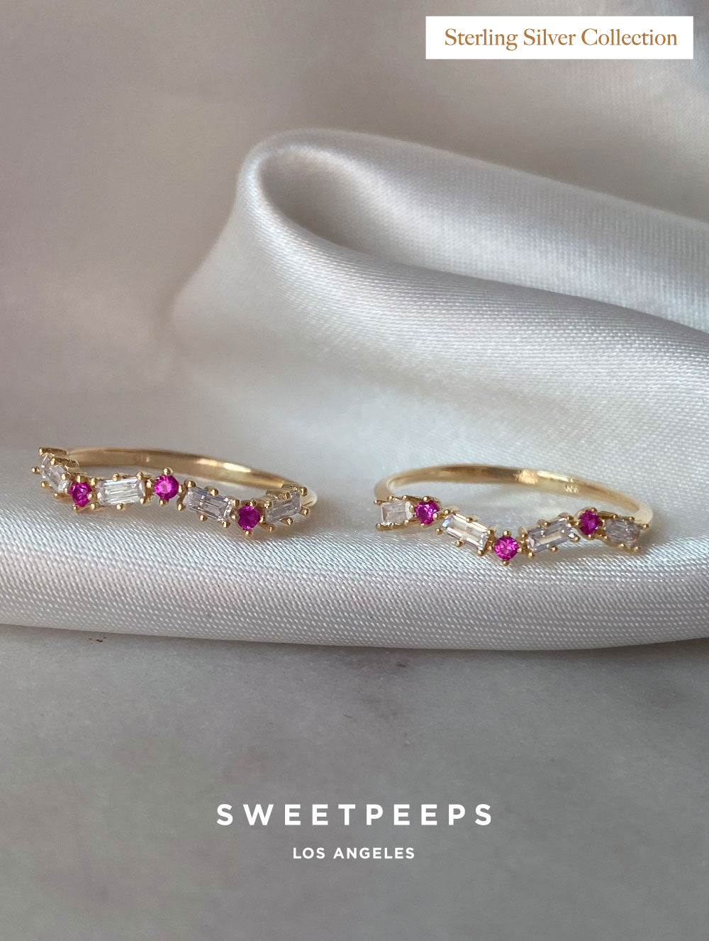 Magenta Chevron Princess Ring (Sterling Silver Collection)