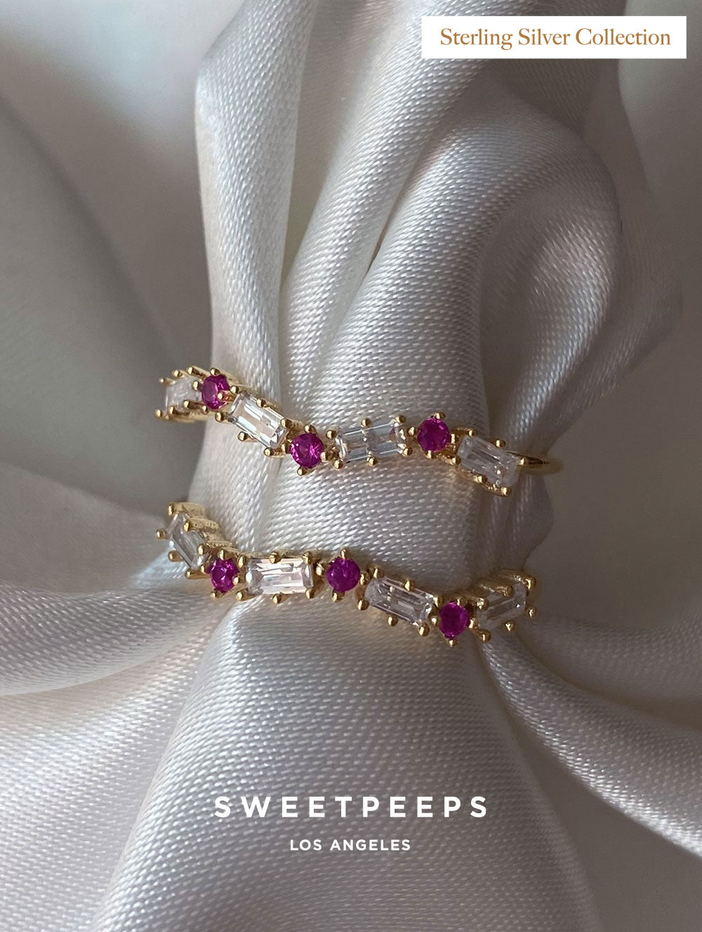 Magenta Chevron Princess Ring (Sterling Silver Collection)