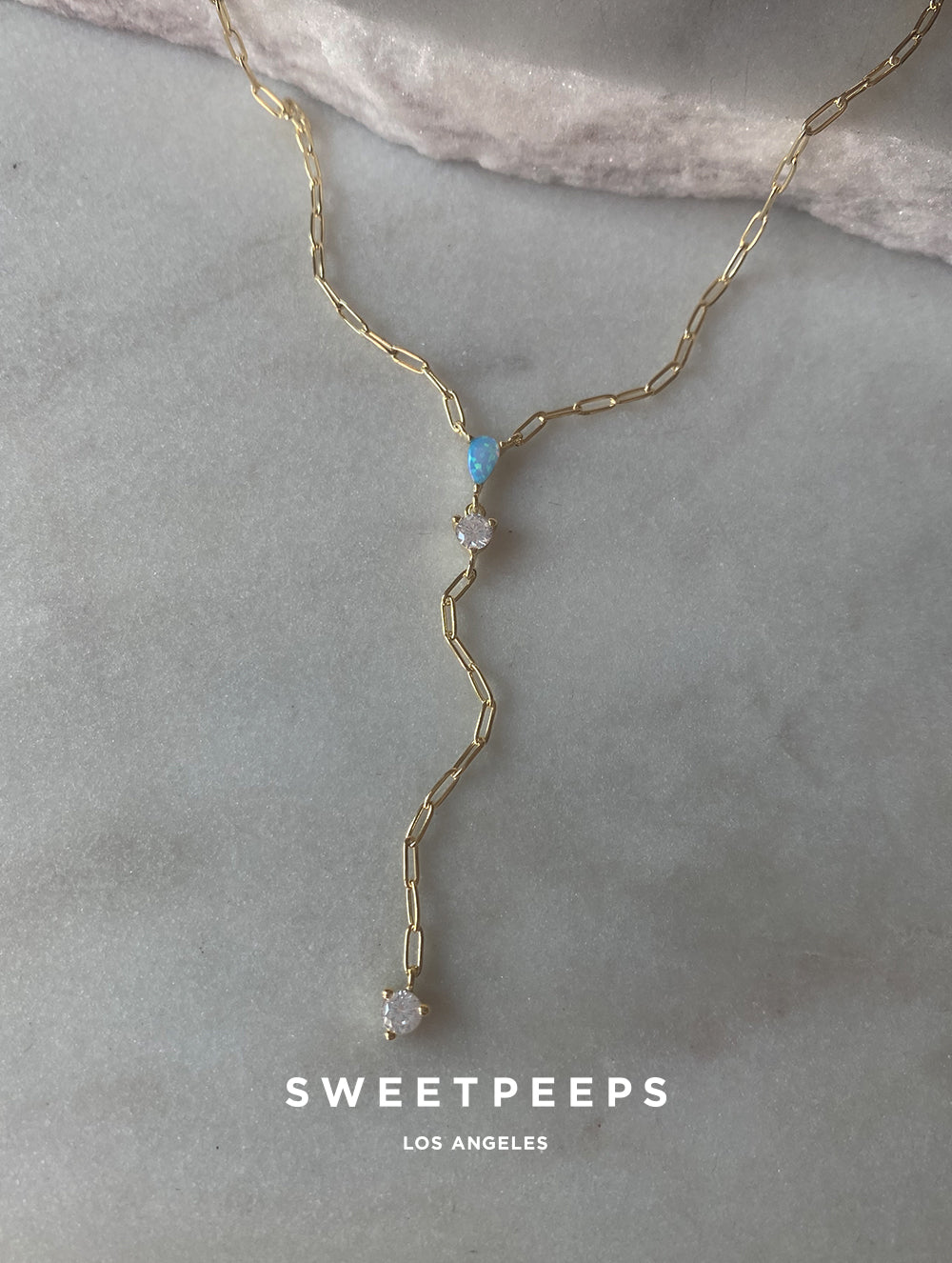 Sterling Silver Opal Lariat Necklace (OLN)