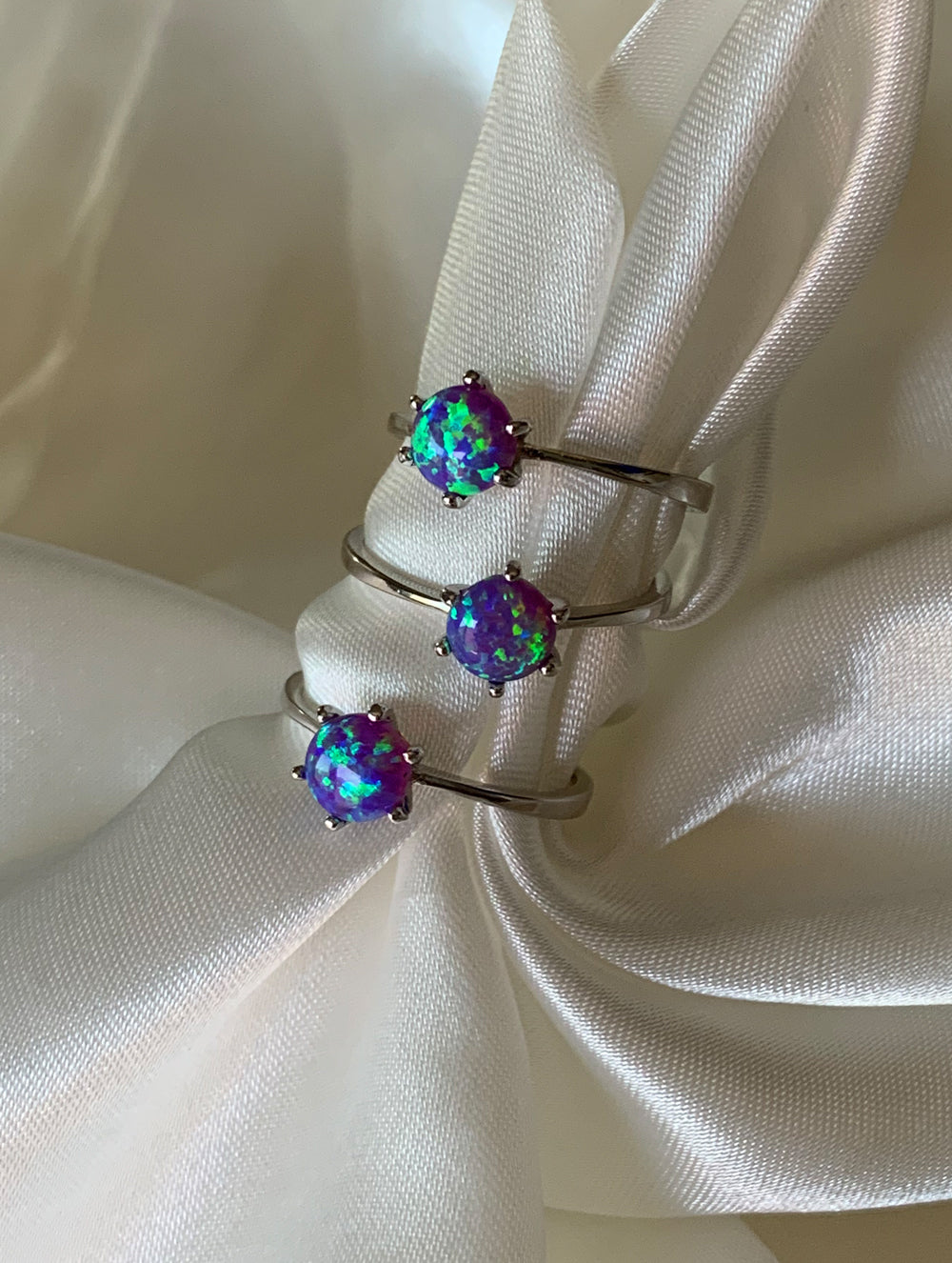 Sterling Silver Dainty Opal Ring (D)