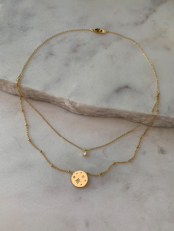 18K Gold Dipped Layered Stardust Coin Necklace (SC)