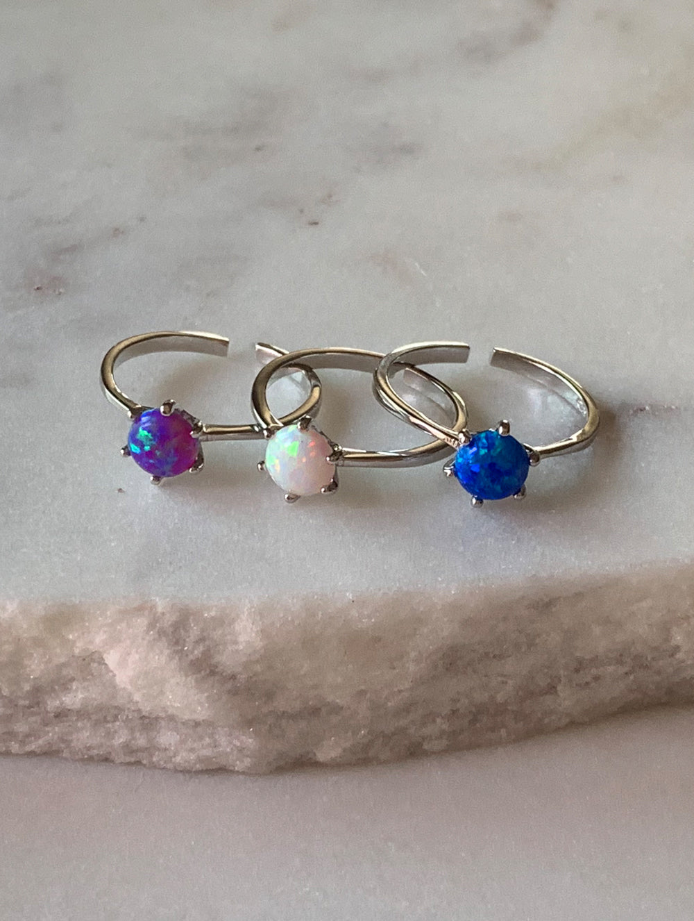 Sterling Silver Dainty Opal Ring (D)