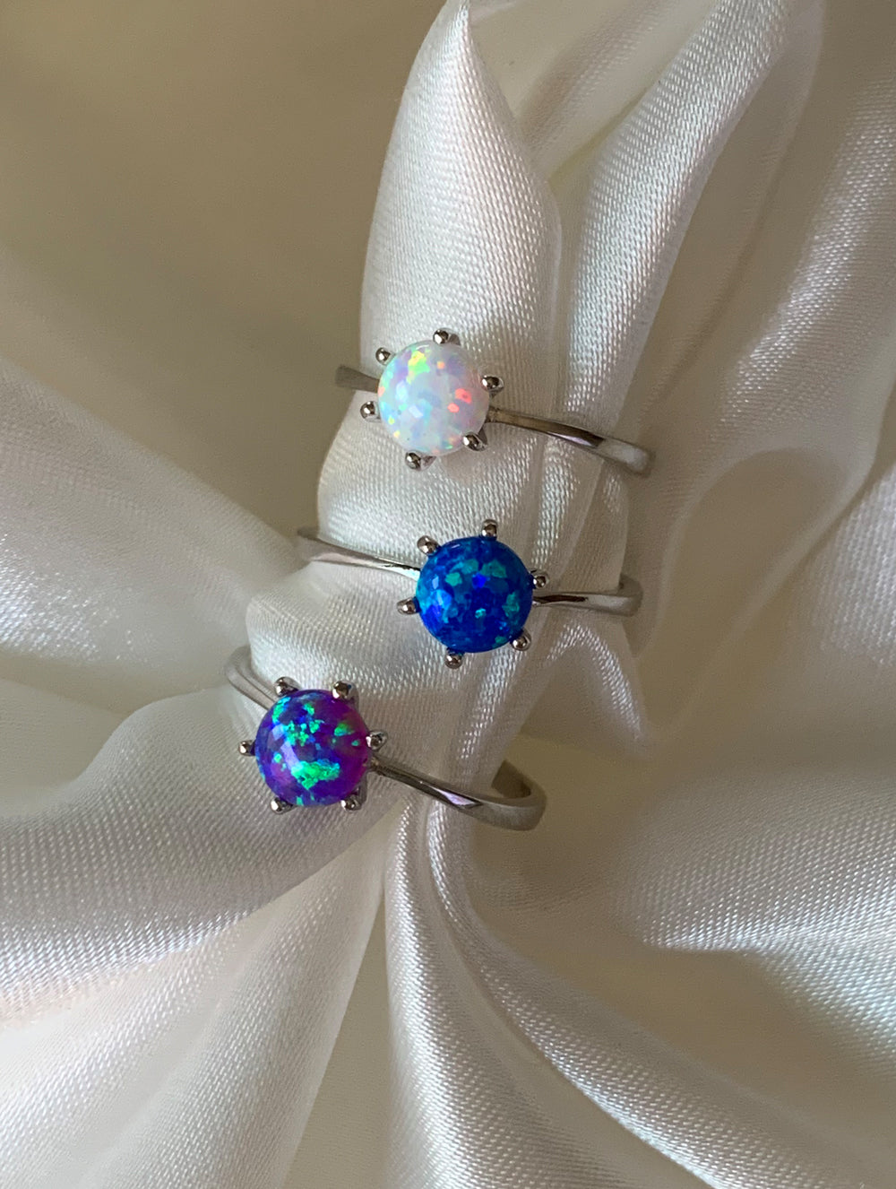 Sterling Silver Dainty Opal Ring (D)