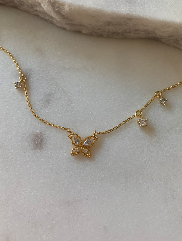 Tiny Butterfly Diamonds Necklace (BD)