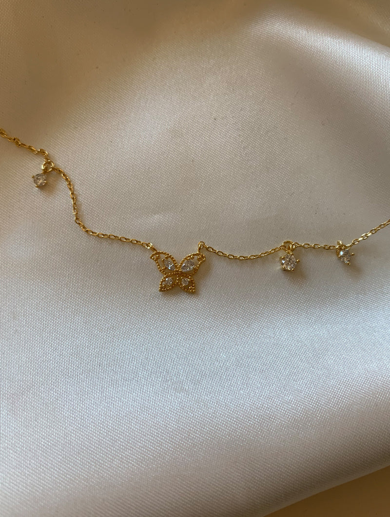 Tiny Butterfly Diamonds Necklace (BD)