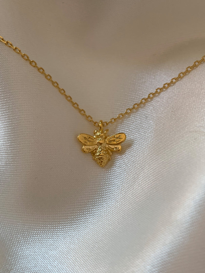 18K Gold Dipped Tiny Bee Necklace