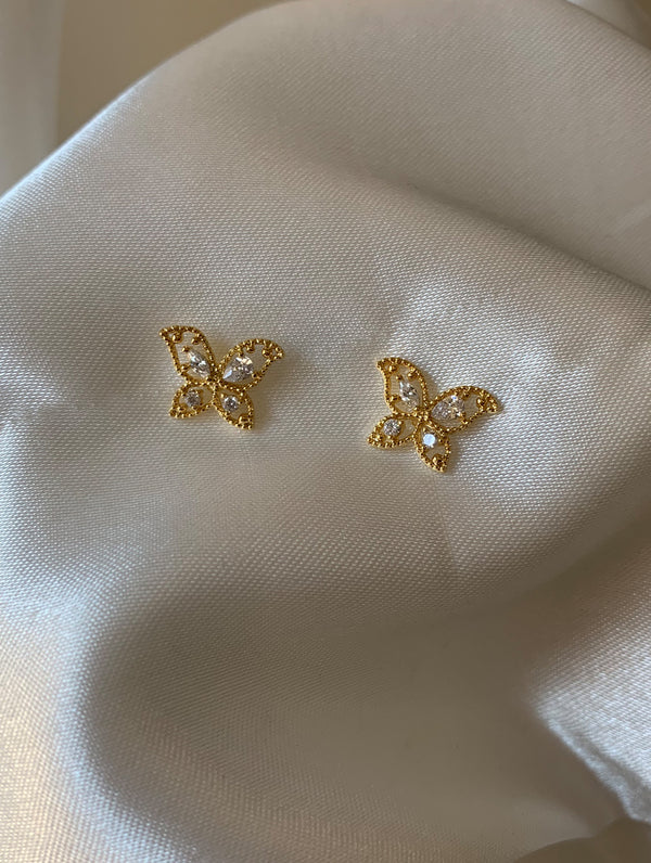 18K Gold Dipped Tiny Butterfly Studs