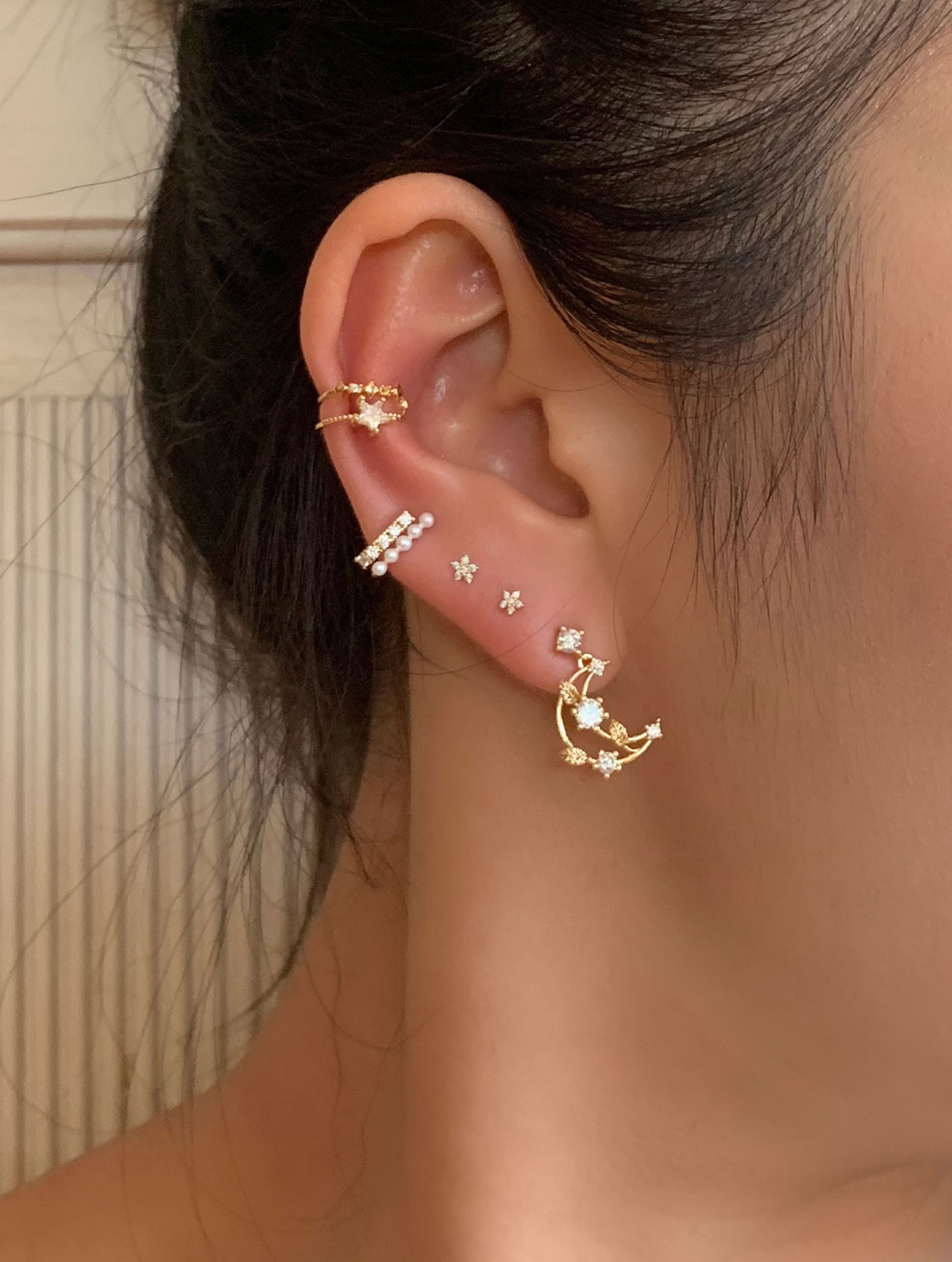 Crescent Jewel Encrusted Studs