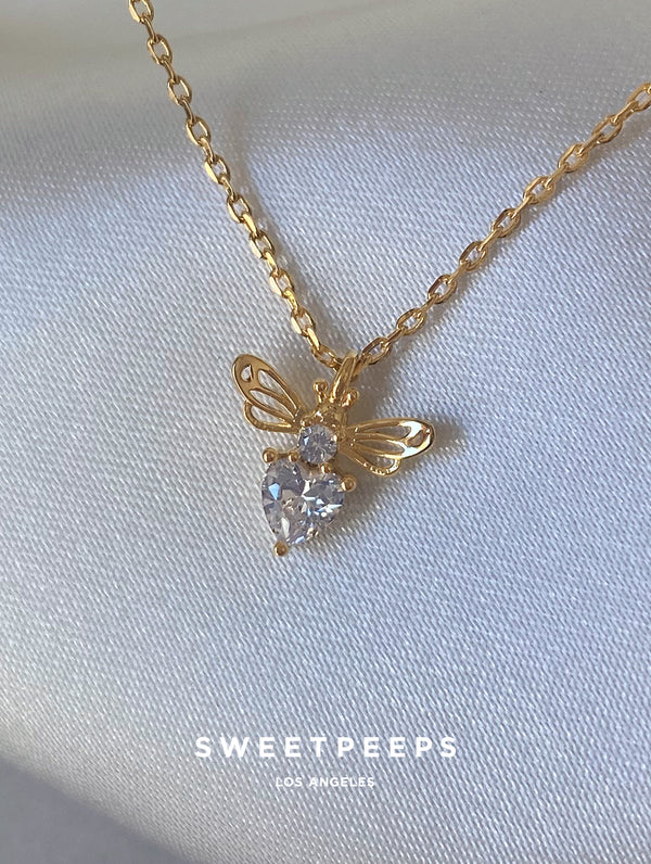 Angel Bee Heart Necklace