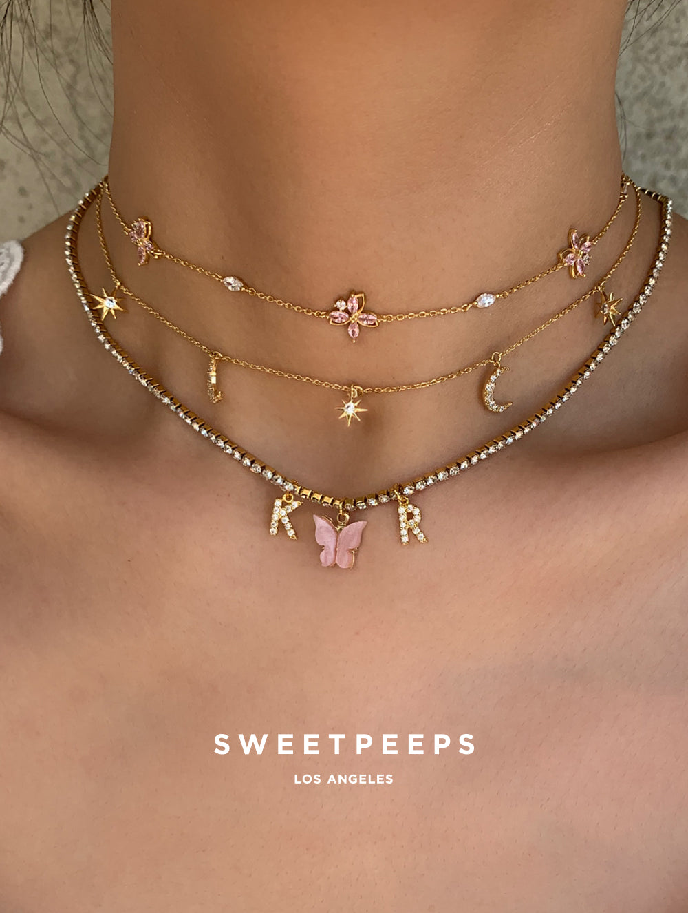 Thin Tennis Initial Butterfly Choker (BA)