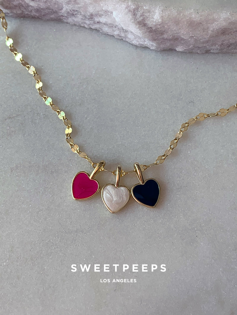 3 Tiny Heart Charms Necklace