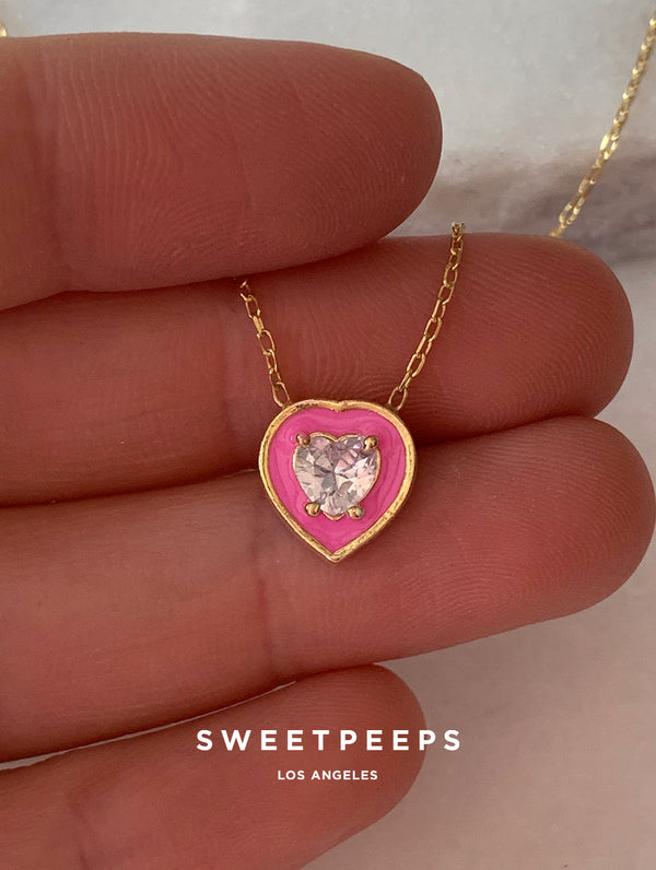 Mackenzie Pink Heart Necklace