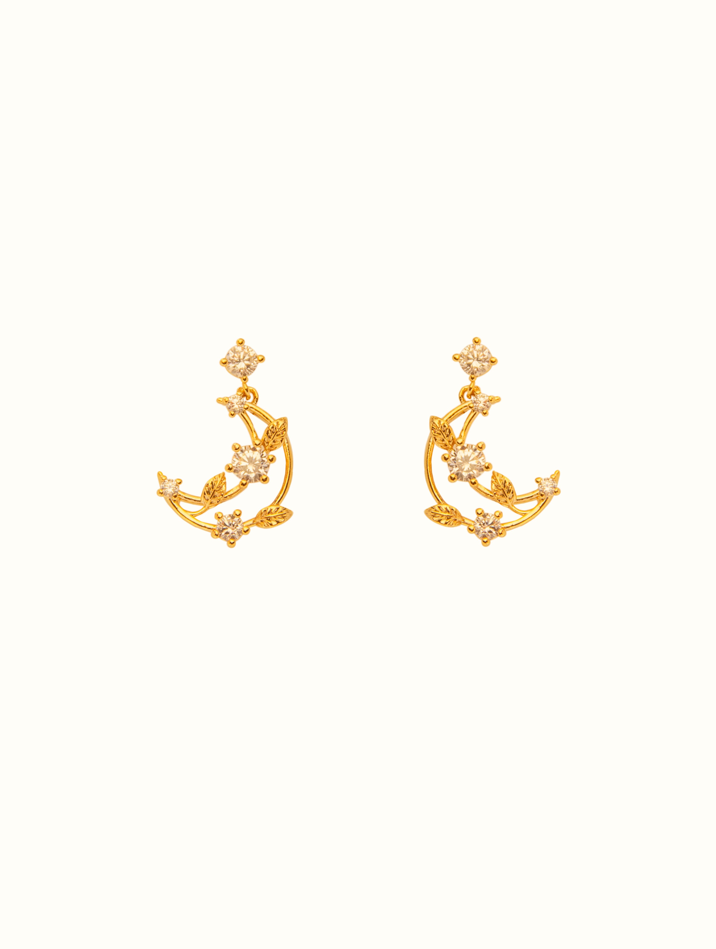 Crescent Jewel Encrusted Studs