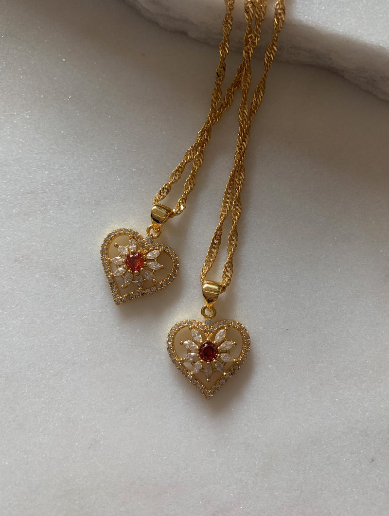18K Gold Filled Red Heart Necklace