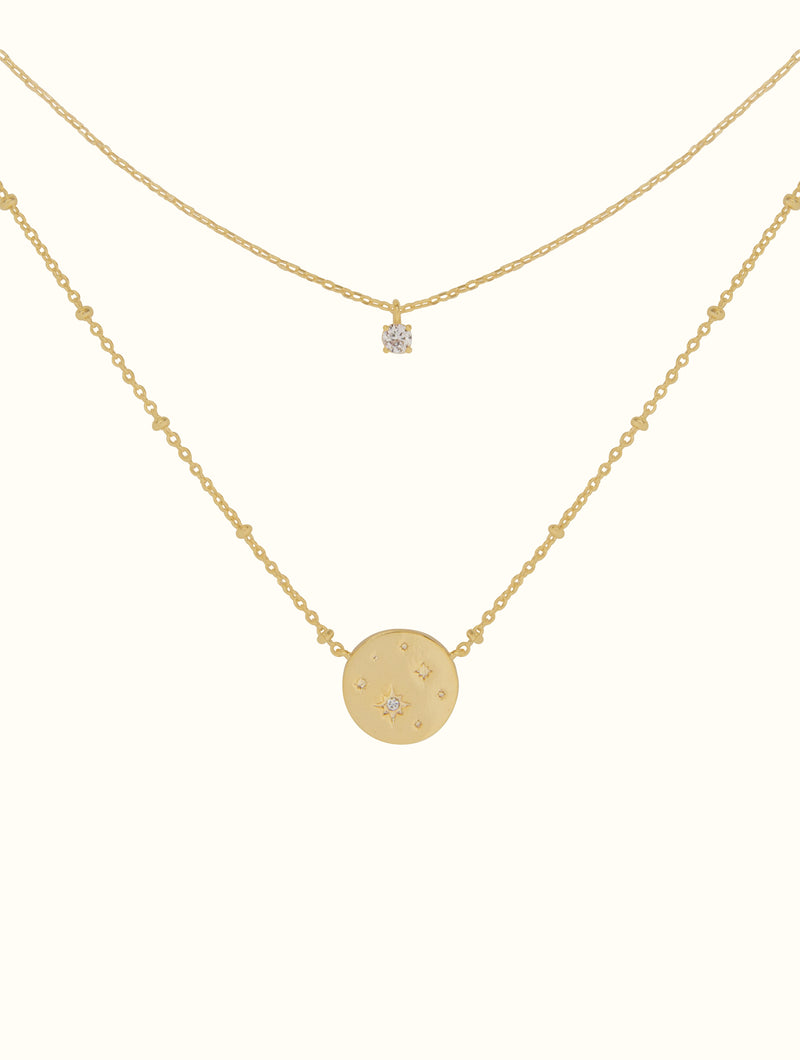 18K Gold Dipped Layered Stardust Coin Necklace (SC)