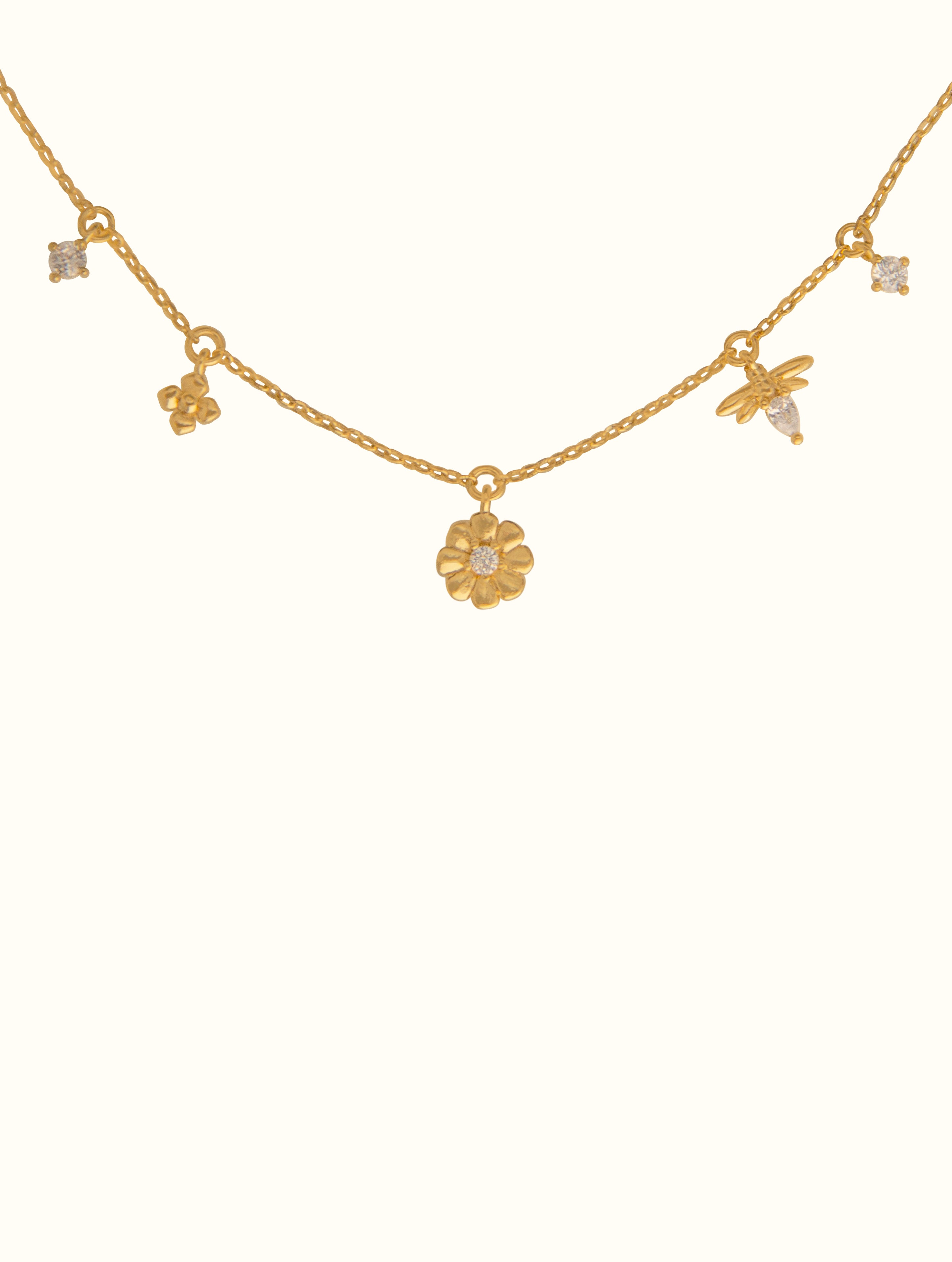 Sunflower Tiny Charm Necklace (bee)