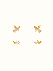 Sterling Silver Tiny Butterfly Stud Set