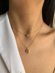 Cubic Zirconia Tiny Initial Necklace