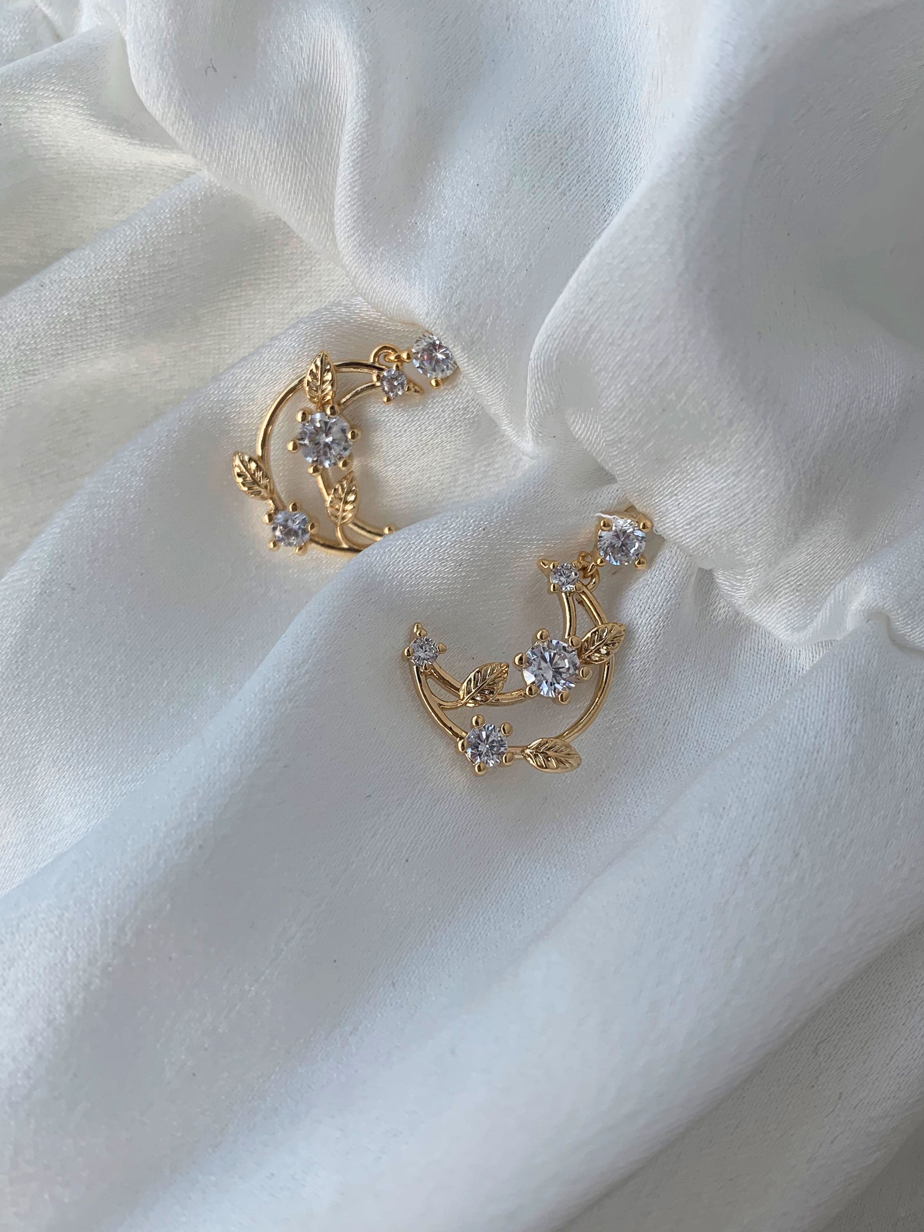 Crescent Jewel Encrusted Studs