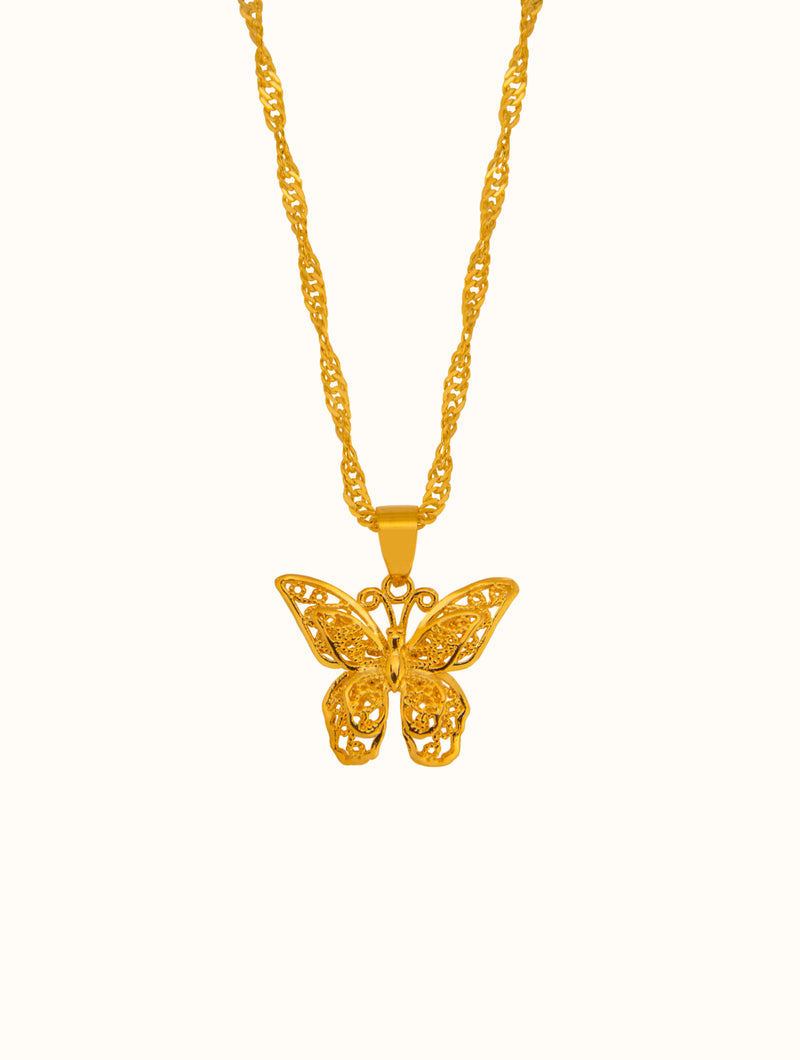 18K Clara Gold Butterfly Necklace - Maude