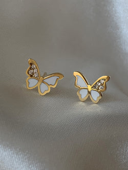 White Butterfly Studs