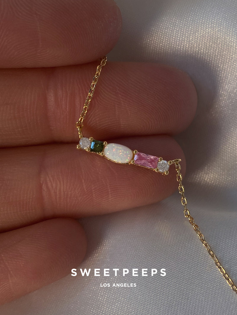 Opal Gems Bar Necklace