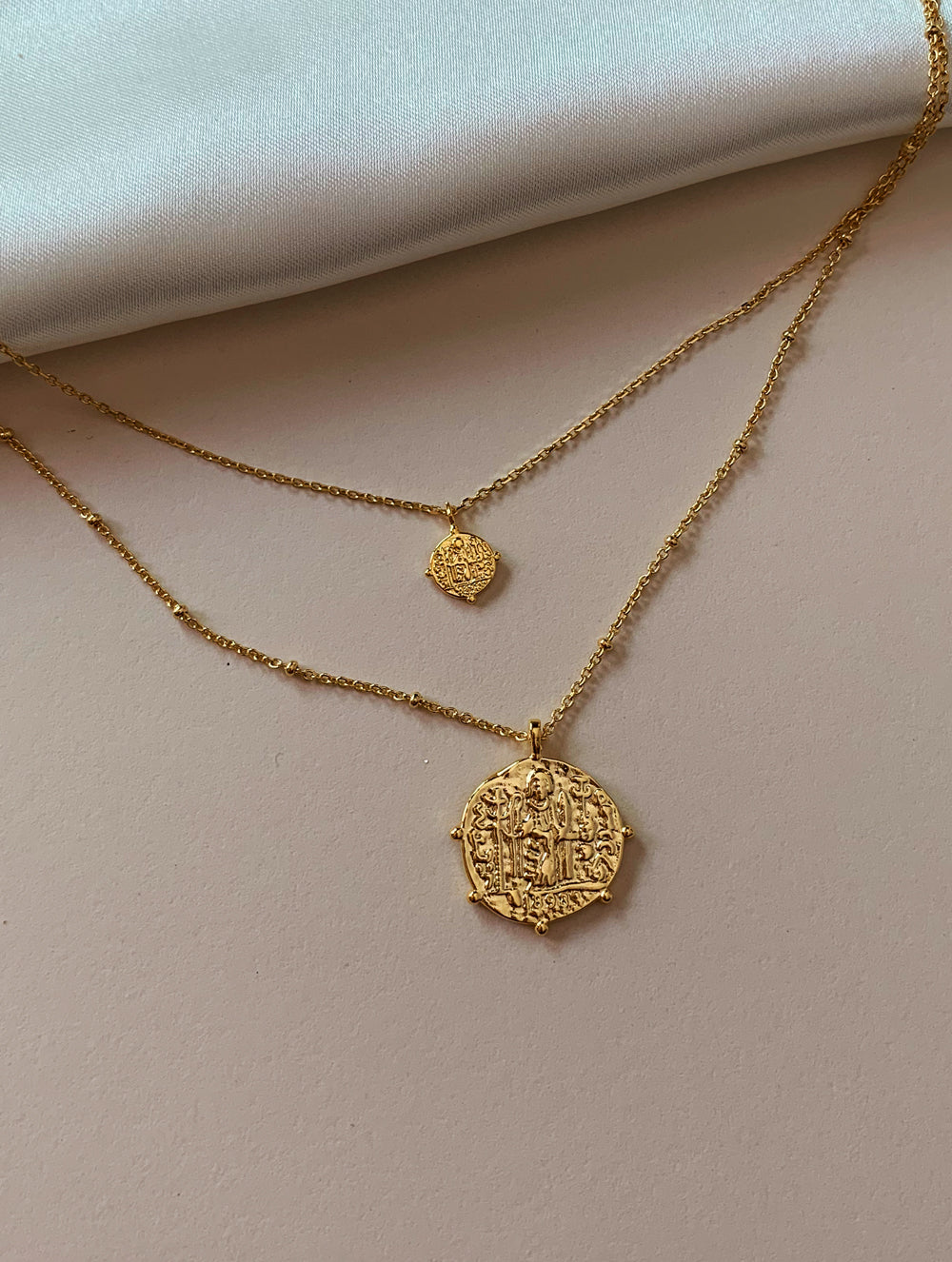 18K Gold Dipped Layered Coin Necklace