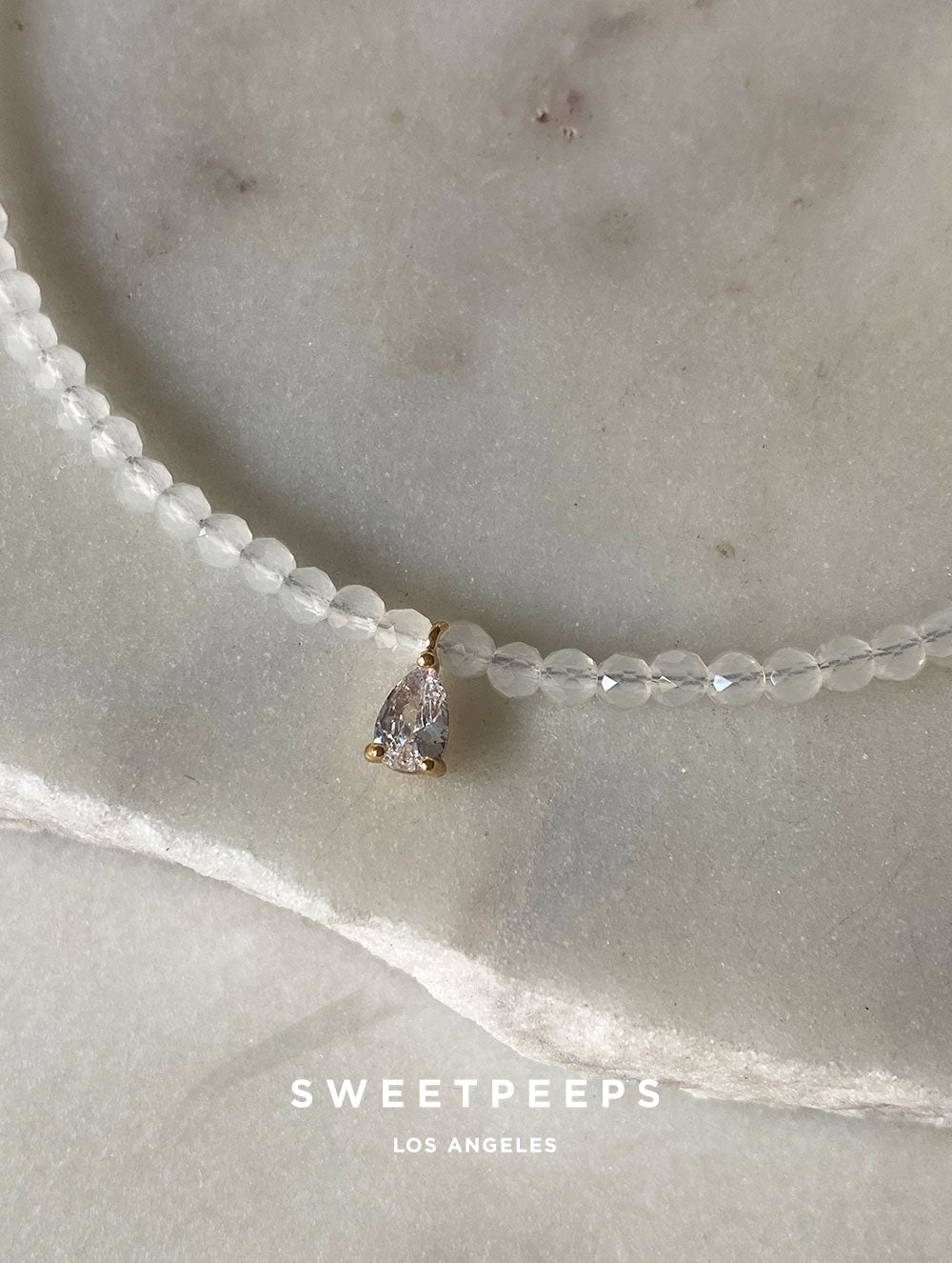 Pear Cut Diamond Beaded Choker