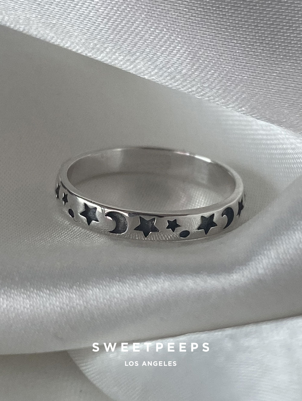 Sterling Silver Celestial Engraved Ring