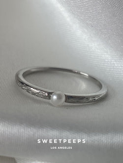 Sterling Silver Thin Pearl Ring
