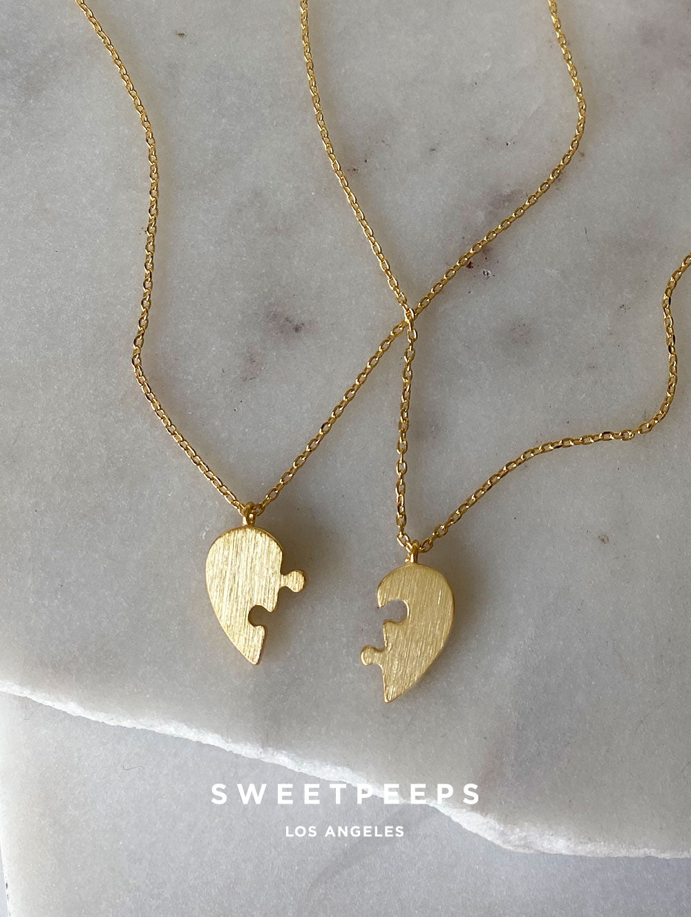 18K Puzzle Piece Necklaces (2 Necklaces)