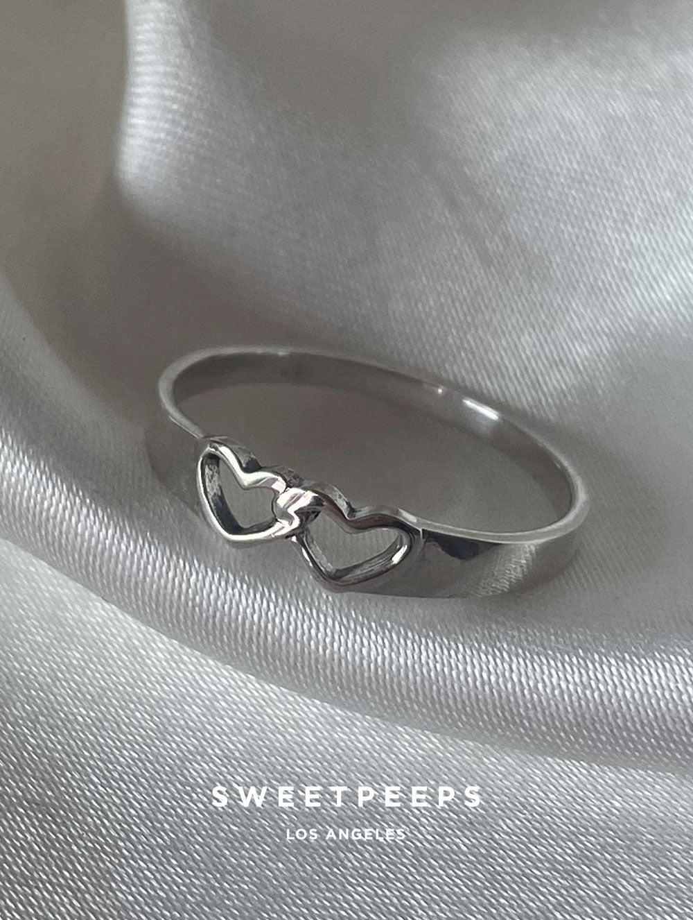 Sterling Silver Heart Links Ring