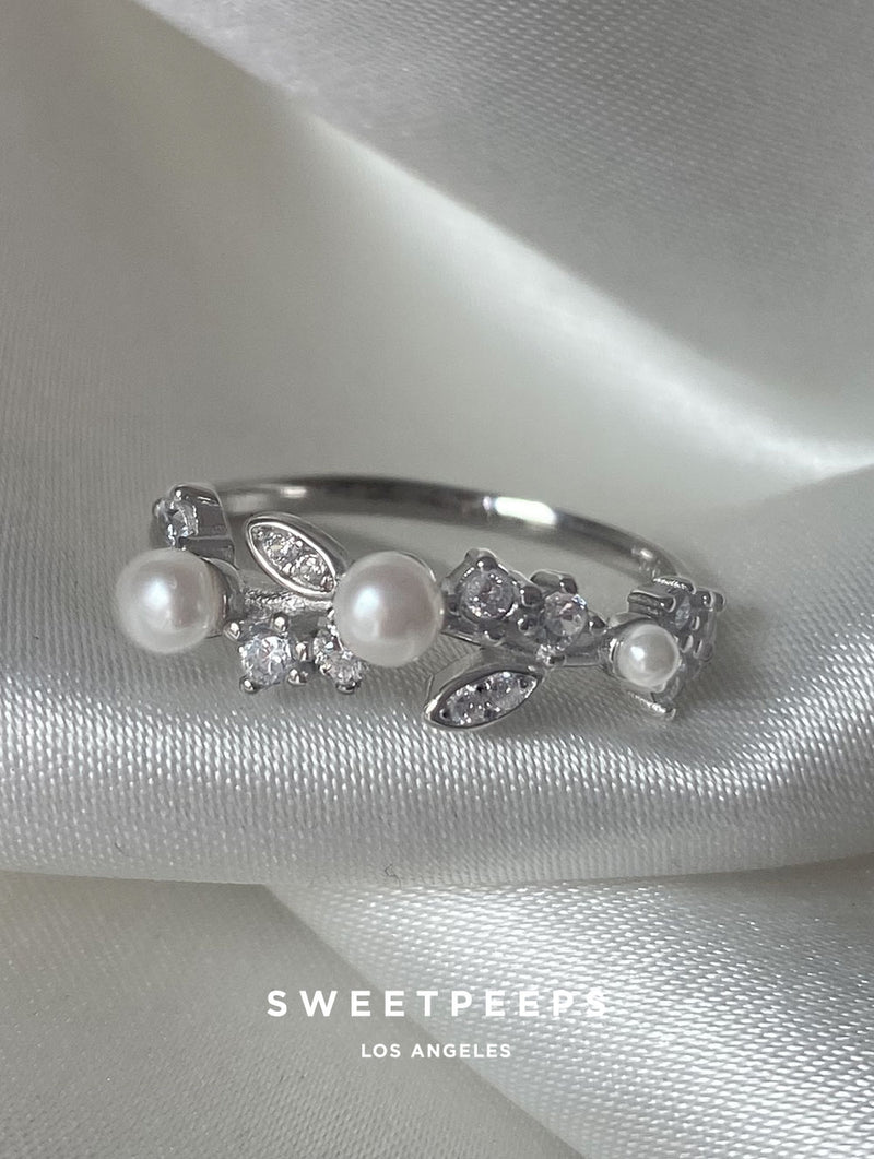Sterling Silver Pearl Encrusted Ring