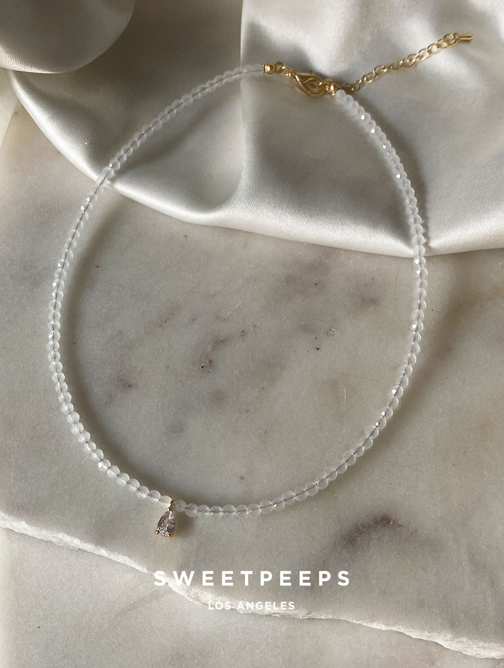 Pear Cut Diamond Beaded Choker