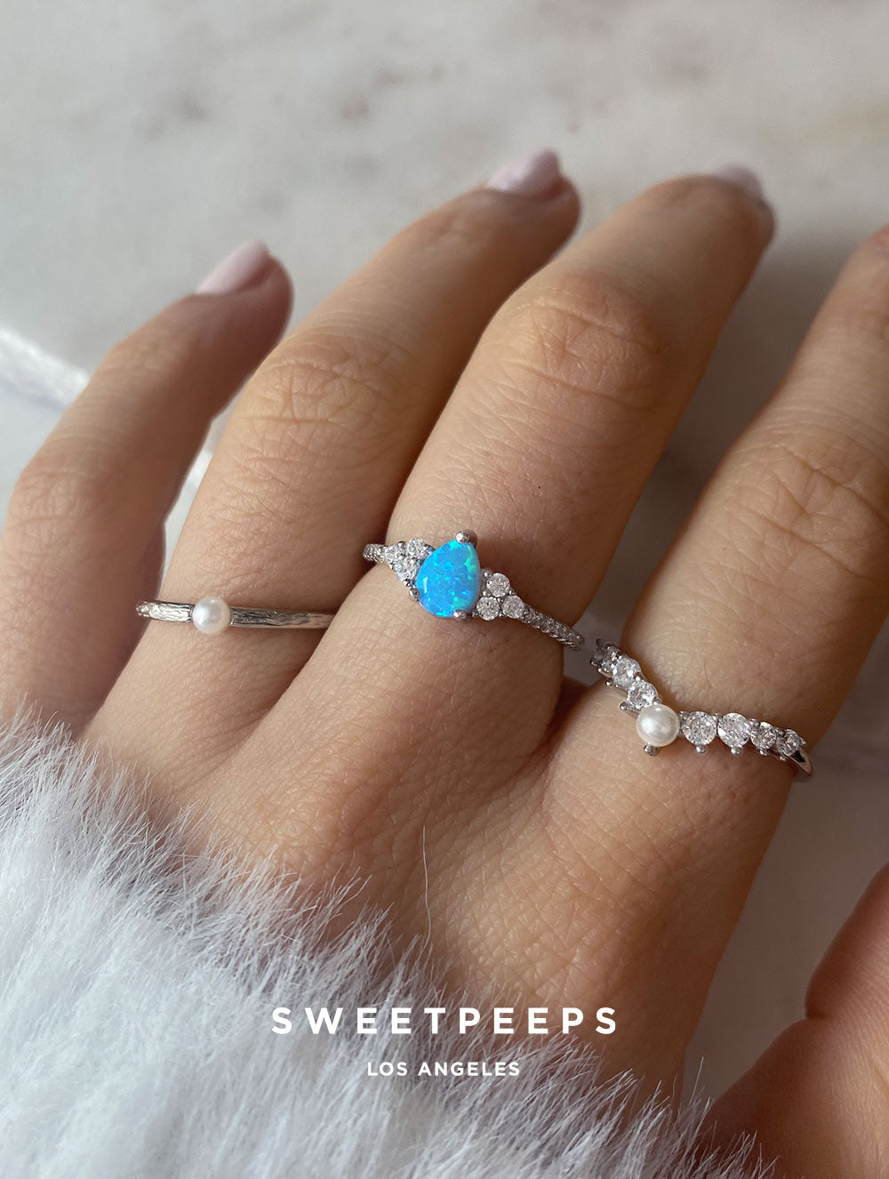 Sterling Silver Thin Pearl Ring