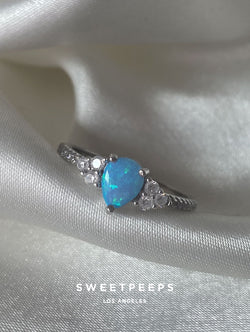 Sterling Silver Pair Shape Opal Ring