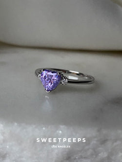Sterling Silver Lavender Heart Ring