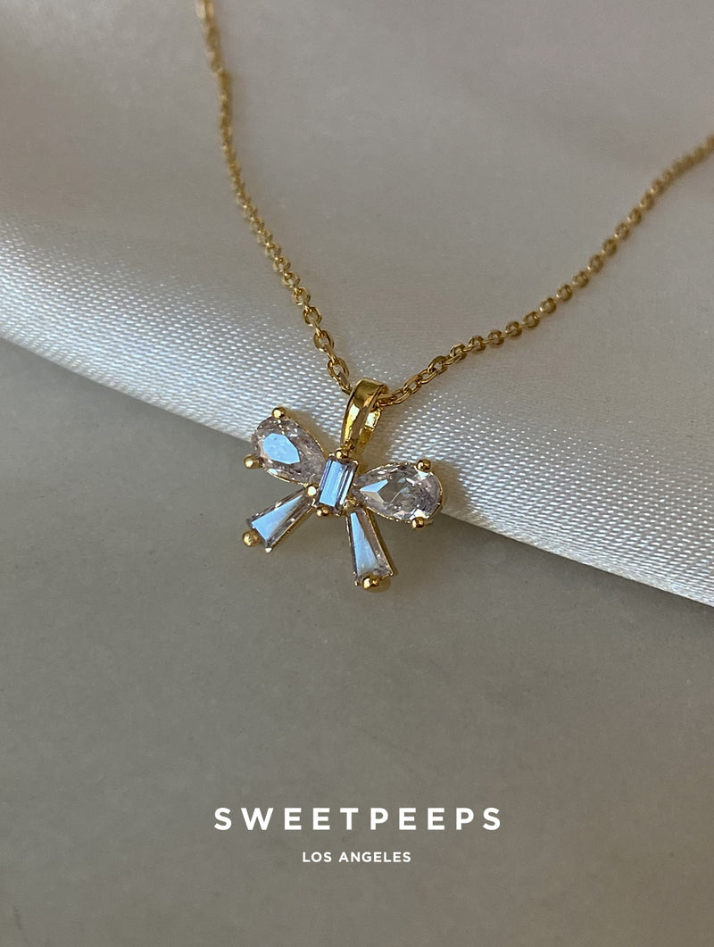Simple Bow Necklace | Small Dainty Necklace | IB Jewelry Sterling Silver / 18