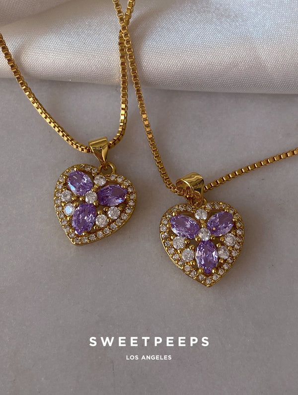 Purple Diamond Heart Necklace