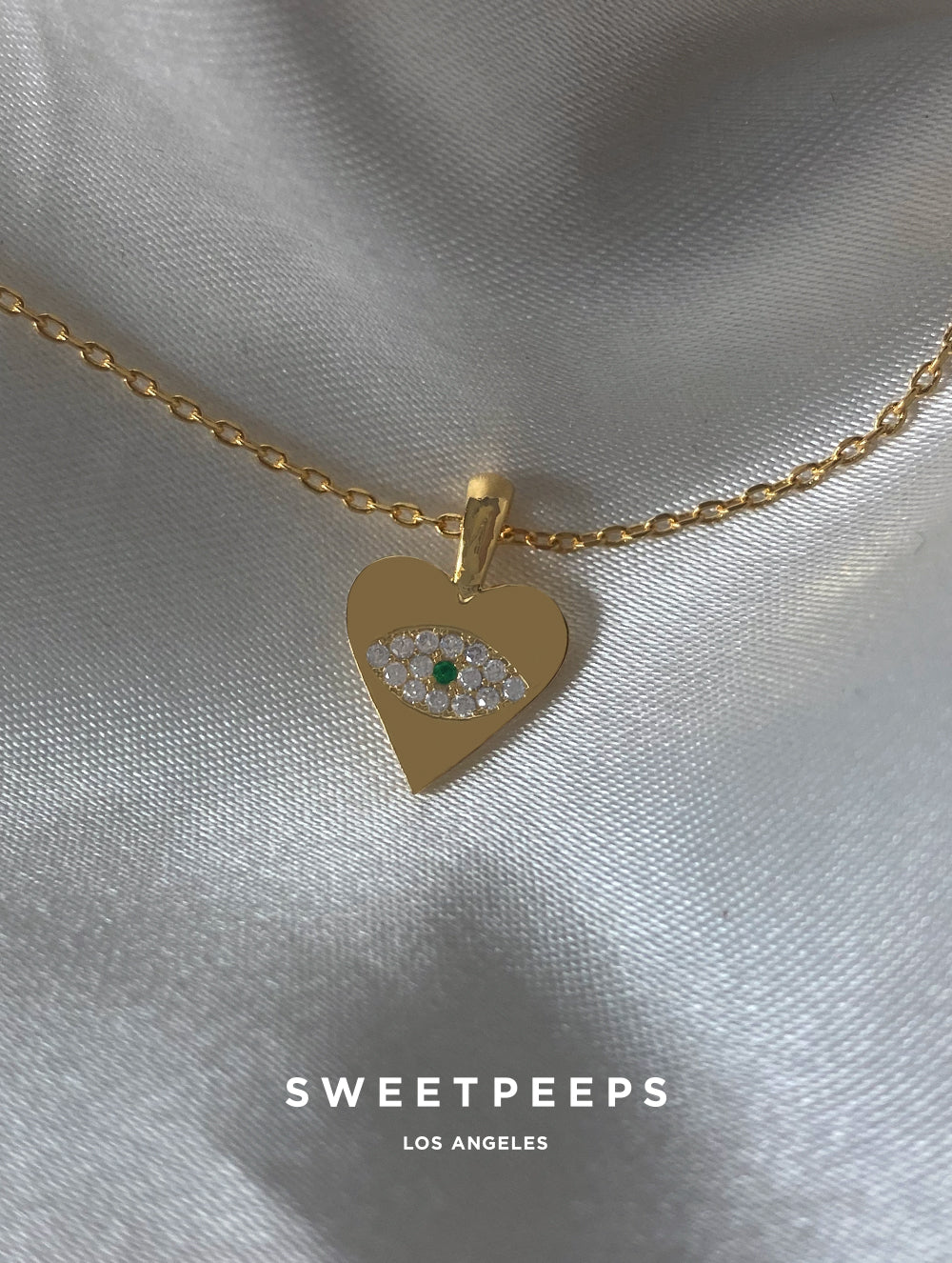 Green Eye Heart Necklace (Green Heart)