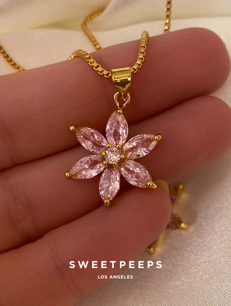 Ballet Pink Flower Necklace
