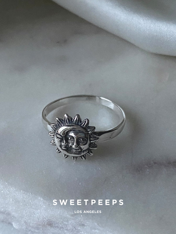 Sterling Silver Sun Meets Moon Ring