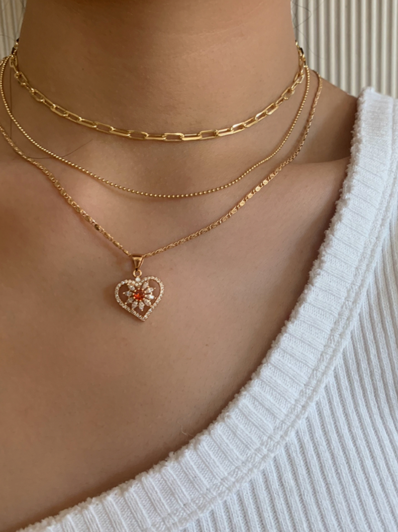 18K Gold Filled Red Heart Necklace SP Inc
