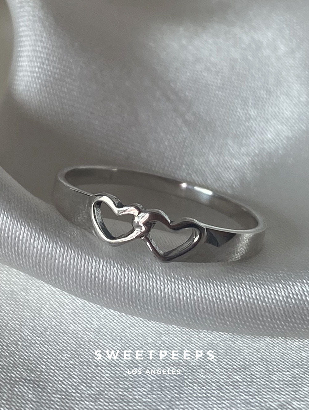 Sterling Silver Heart Links Ring