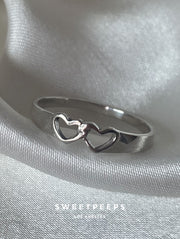 Sterling Silver Heart Links Ring
