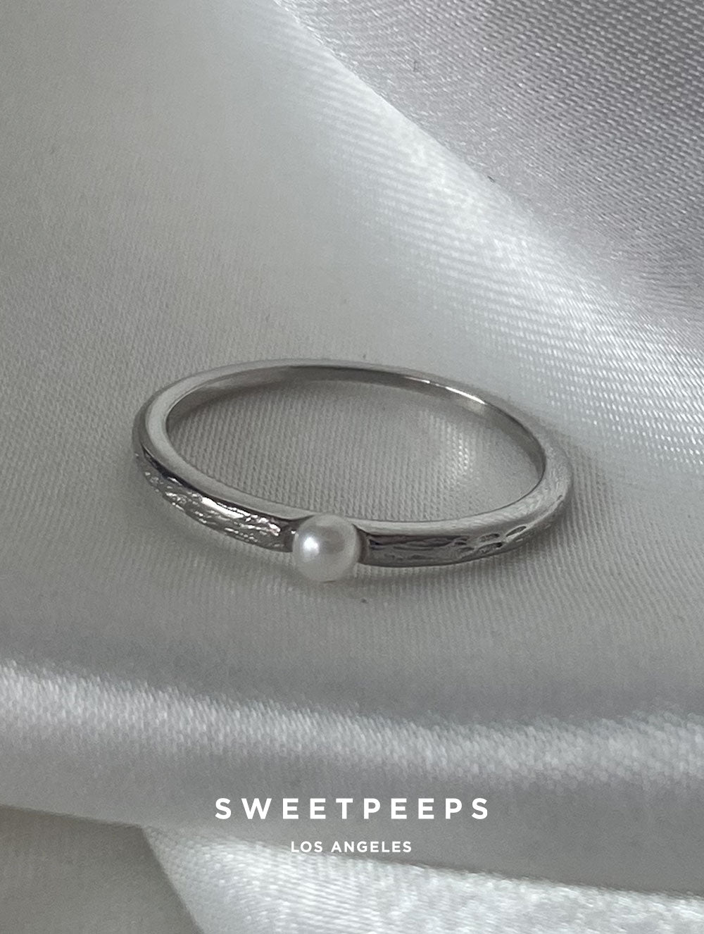 Sterling Silver Thin Pearl Ring