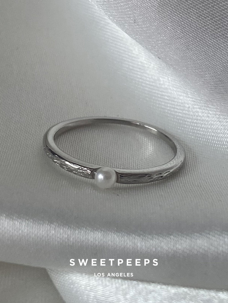 Sterling Silver Thin Pearl Ring